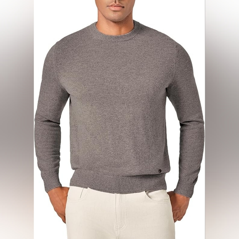 NWT KVSS Men's Elegant Crewneck 100% Pure Cashmere Sweater in Sable - Size L